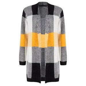 EsQualo Black and‎ Yellow Color Block Open Front Cardigan -- M